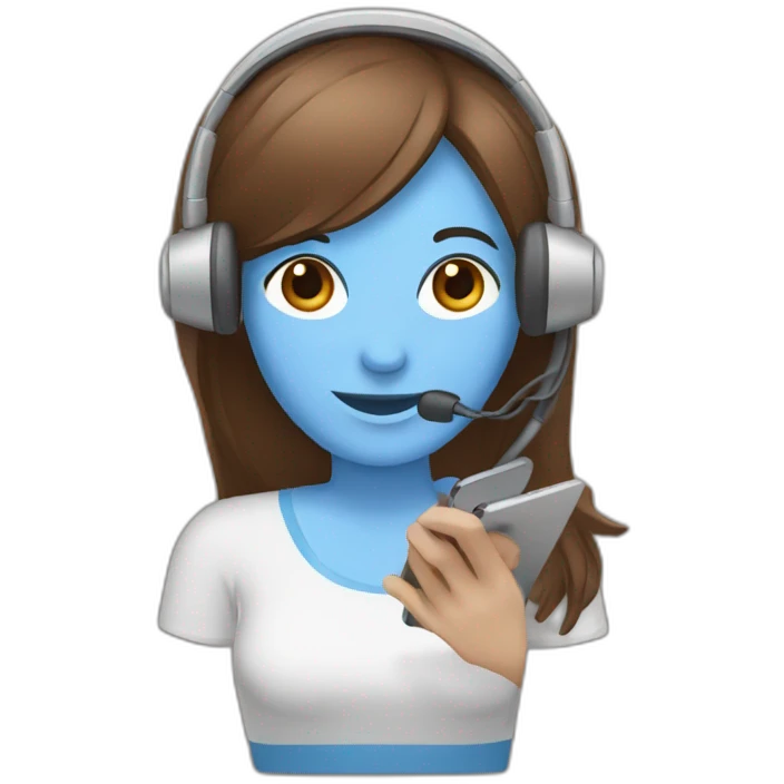headset woman and phone, brown hair emoji