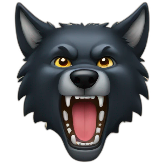 Black wolf growling  emoji