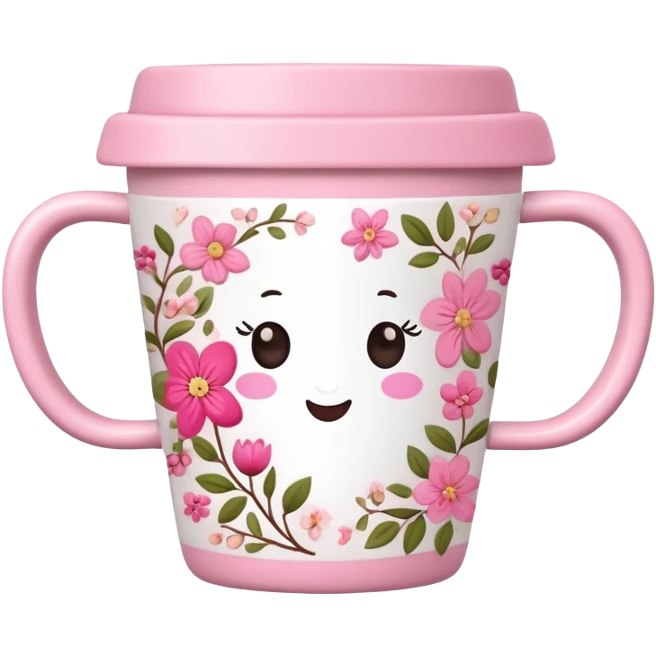 girly coffee cup with cute details emoji