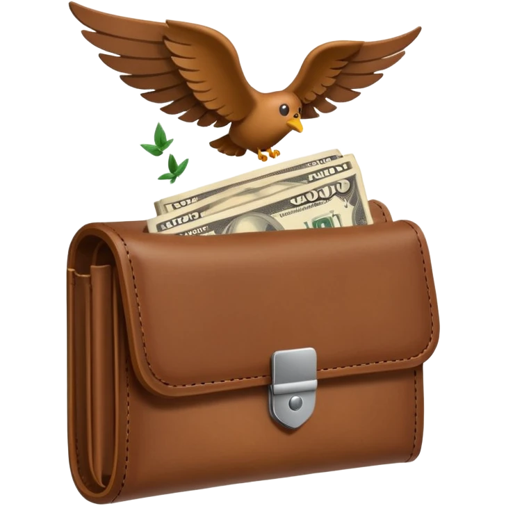 Wallet with fully flying out emoji