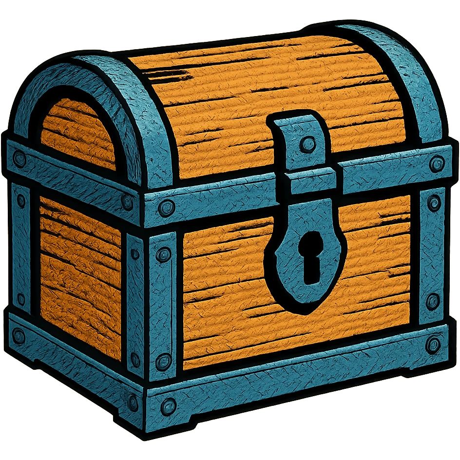 a chest, old school comic book style emoji