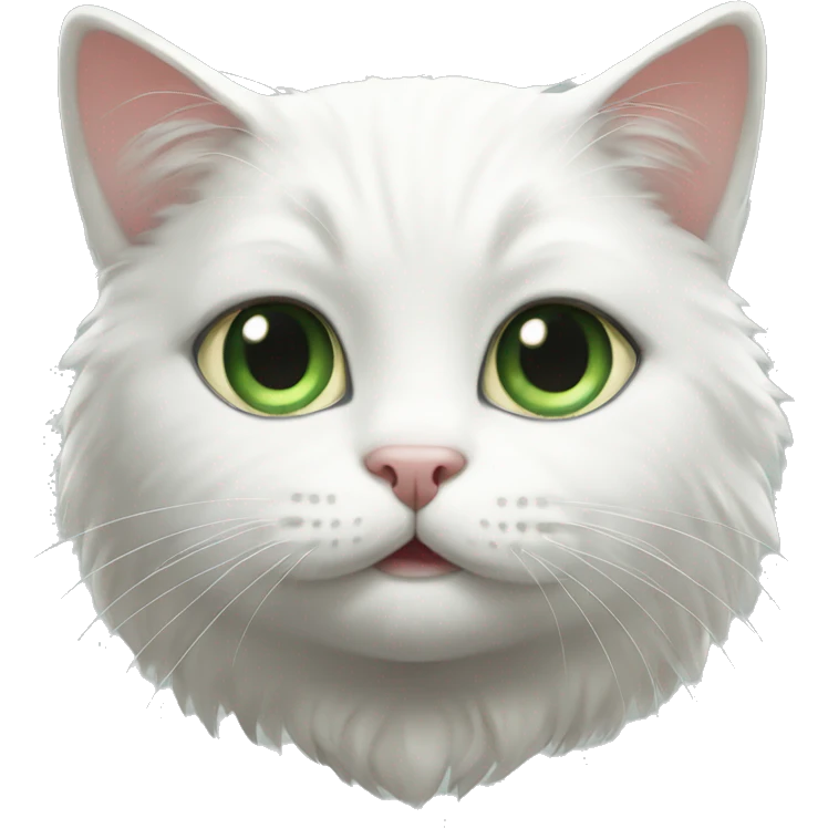 White cat cute amazing adorable dark muddy green eyes emoji