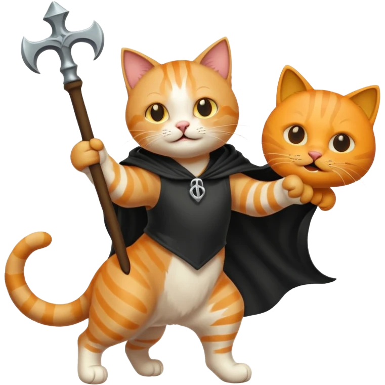 cat defeating grim reaper triumphantly emoji
