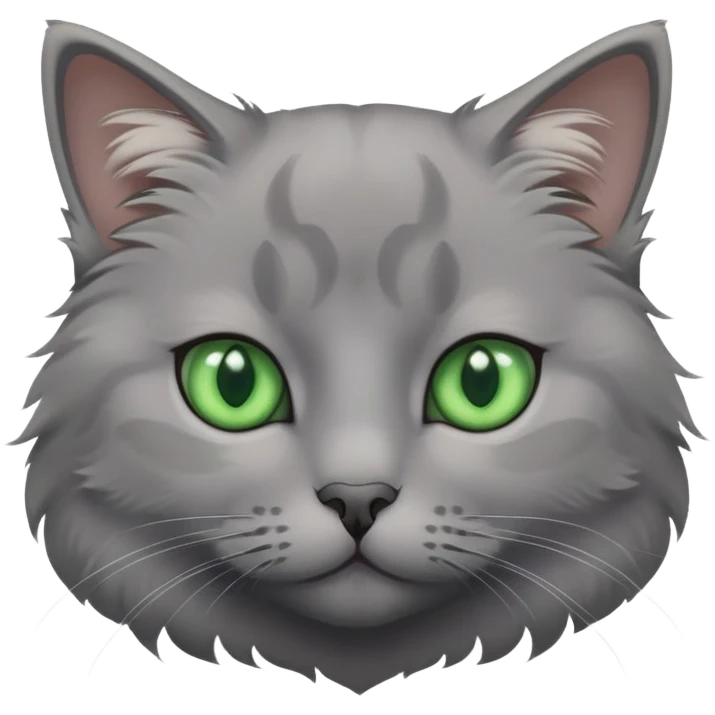 gray cat with green eyes emoji