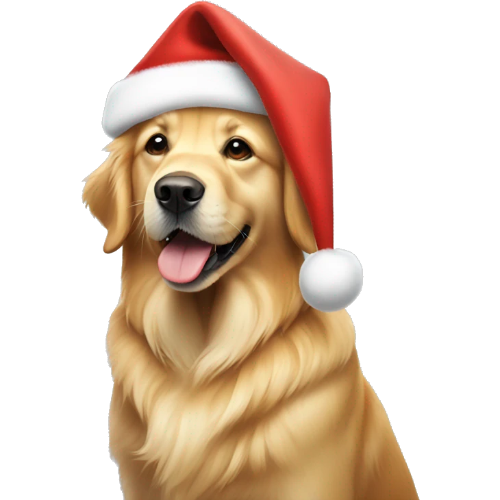 Golden retriever wearing a Santa hat  emoji