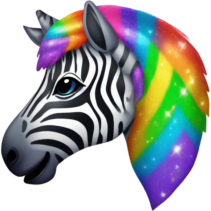 Lisa frank zebra with glitter rainbow stripes emoji