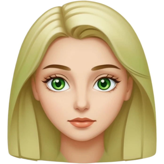 женщина с зелёными глазами, красивыми бровями, светлыми волосами средней длины emoji