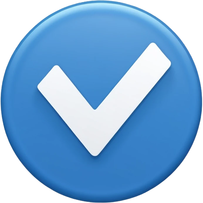 Mavi yuvarlağın içinde beyaz tik emoji