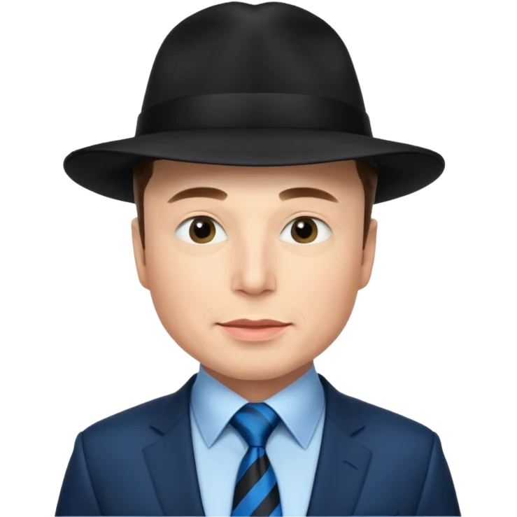 elon musk wearing Blue Neckties and black Hats emoji