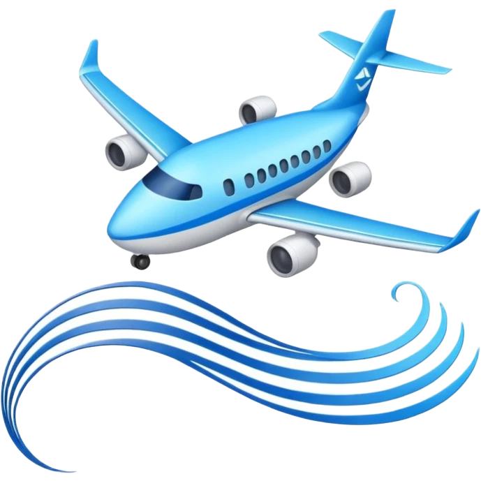 travel-themed emoji for AsiaLuxe Travel with blue wavy lines forming a path and a tiny airplane emoji