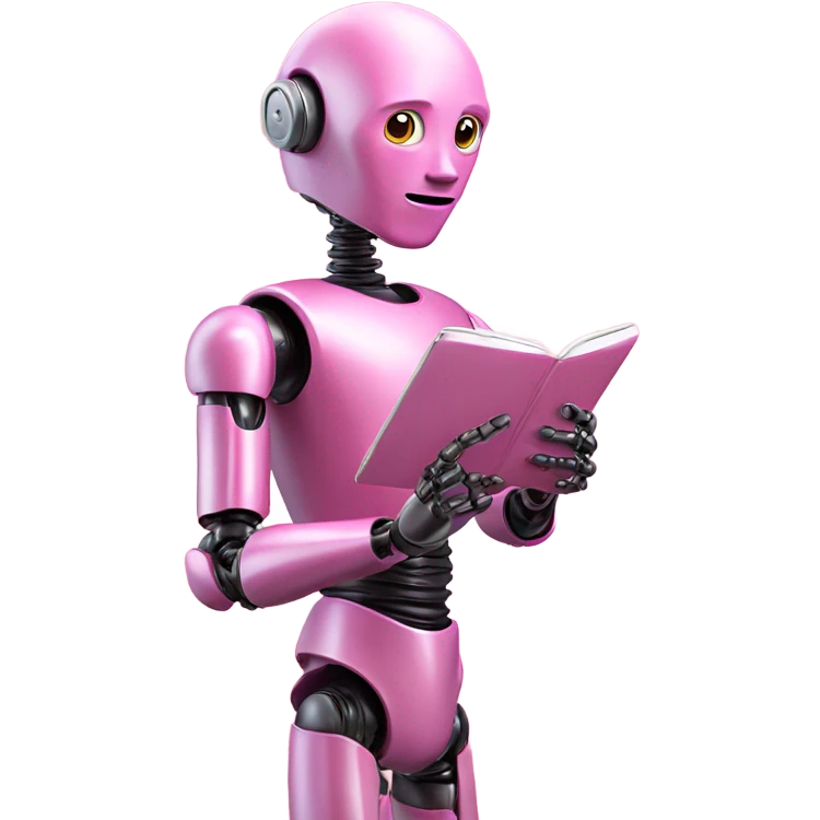 human-like pink robot carrying email icon in hands emoji