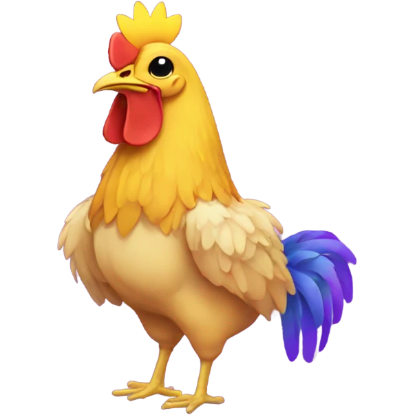 Chicken with Purple Heart holding a sunflower emoji
