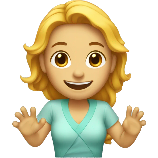 woman with 1 hand under her fin smiling emoji