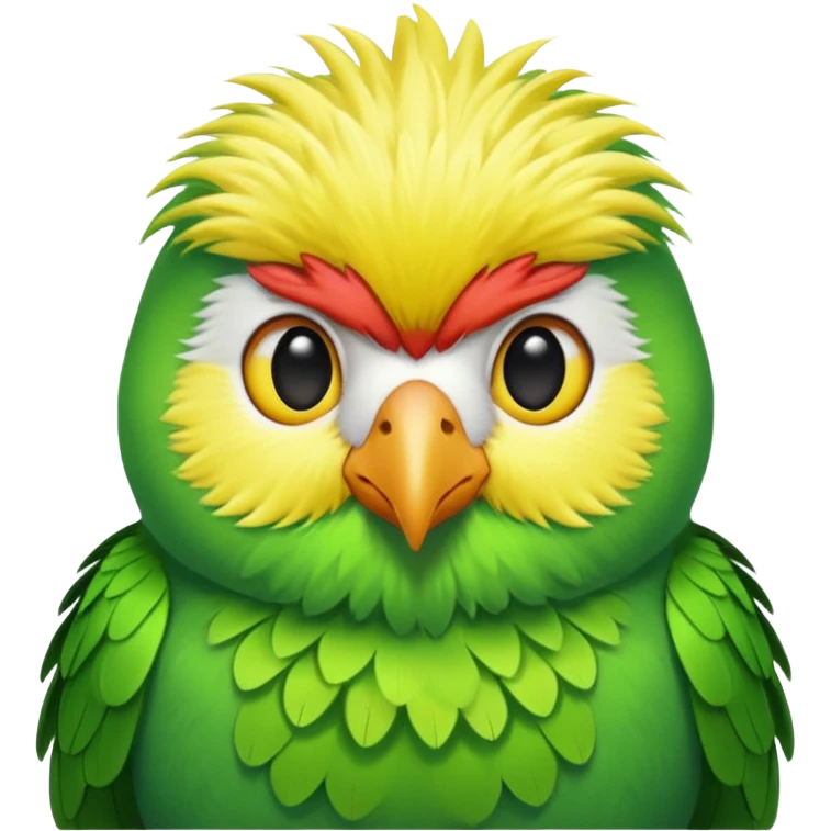A love bird with color green and his head yellow emoji