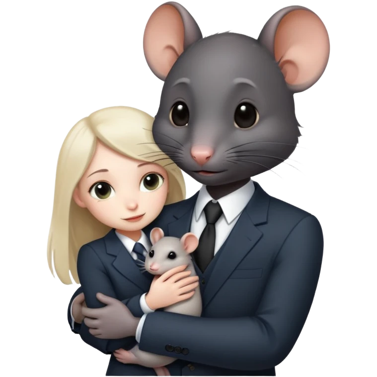 a black rat in a suit cuddling a young girl emoji