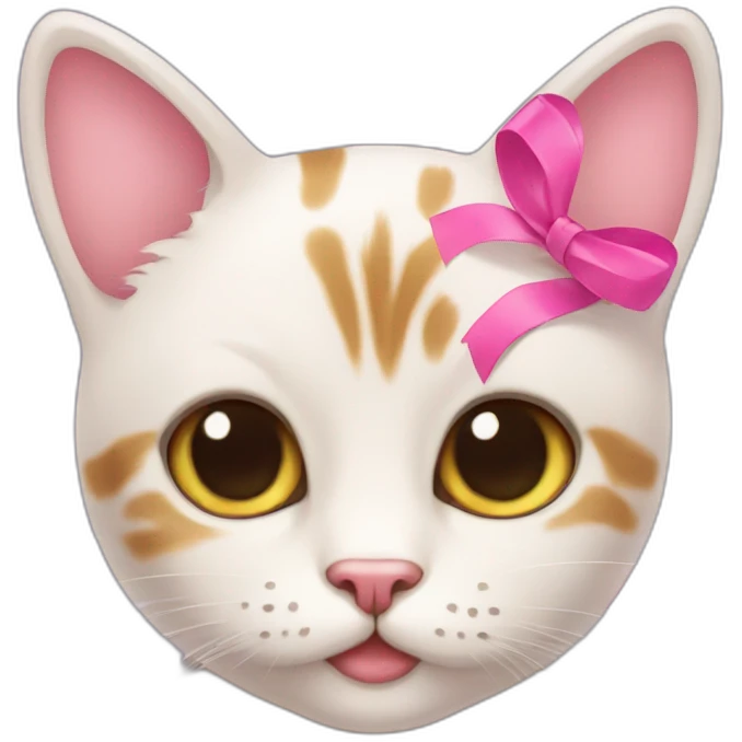Cute cat with pink ribbon  emoji