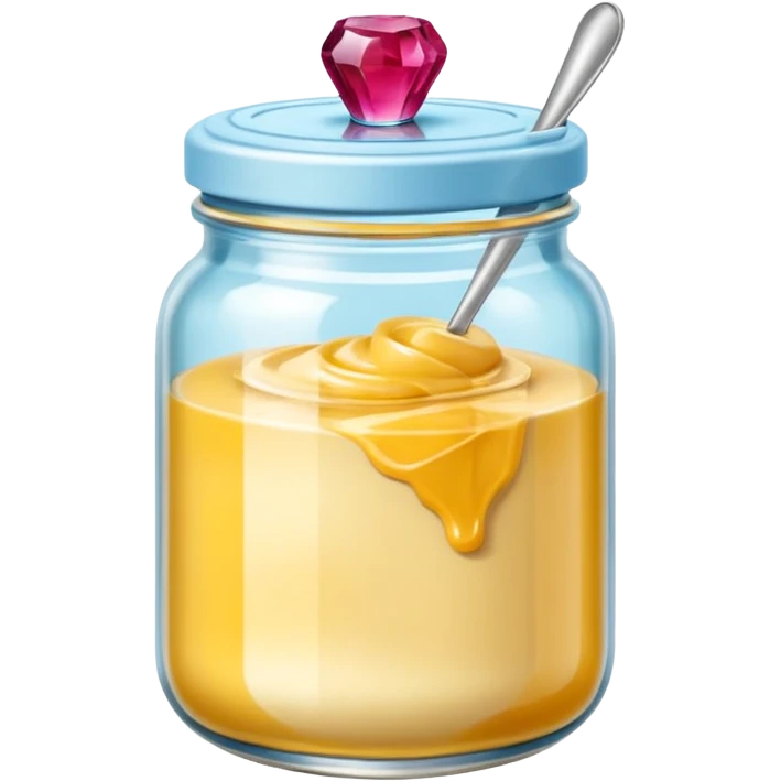 Una miniatura fotorrealista de una mantequilla corporal batida en un tarro de varios colores llamativos. Estilo: postre, arte, colores vibrantes. emoji