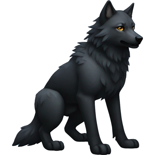 Full-body black nebula wolf emoji