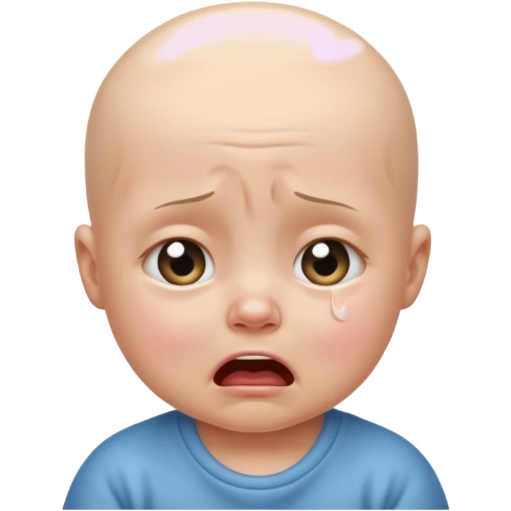 a portrait of crying baby , no hair emoji
