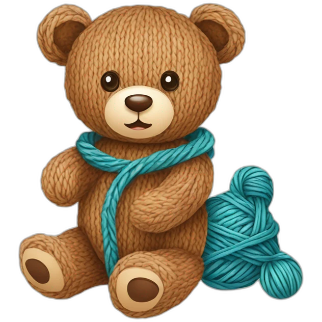 An illustration of a set of teddy bears and knitting yarn. A hand-drawn drawing. Vector illustration. Cartoon illustration, children's - emoji