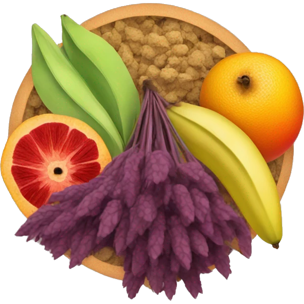 dry husks surrounding a brightly colored fruit-like center.  emoji