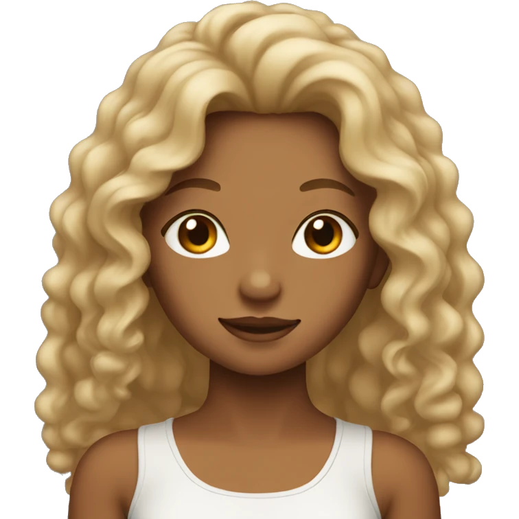 Girl with tan skin and long curly hair  emoji