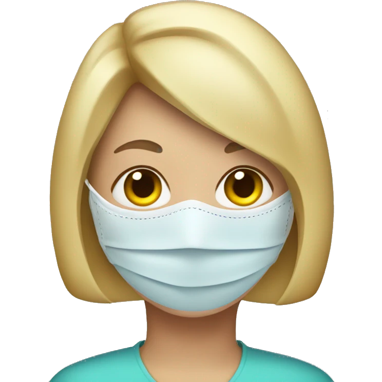 lady with blonde bob wearing a sick mask emoji