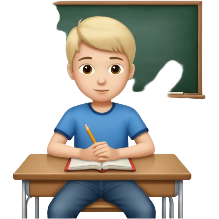 a boy sitting on school class emoji