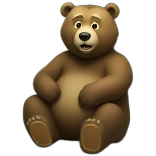 a bear sitting on a portapotty in the woods emoji