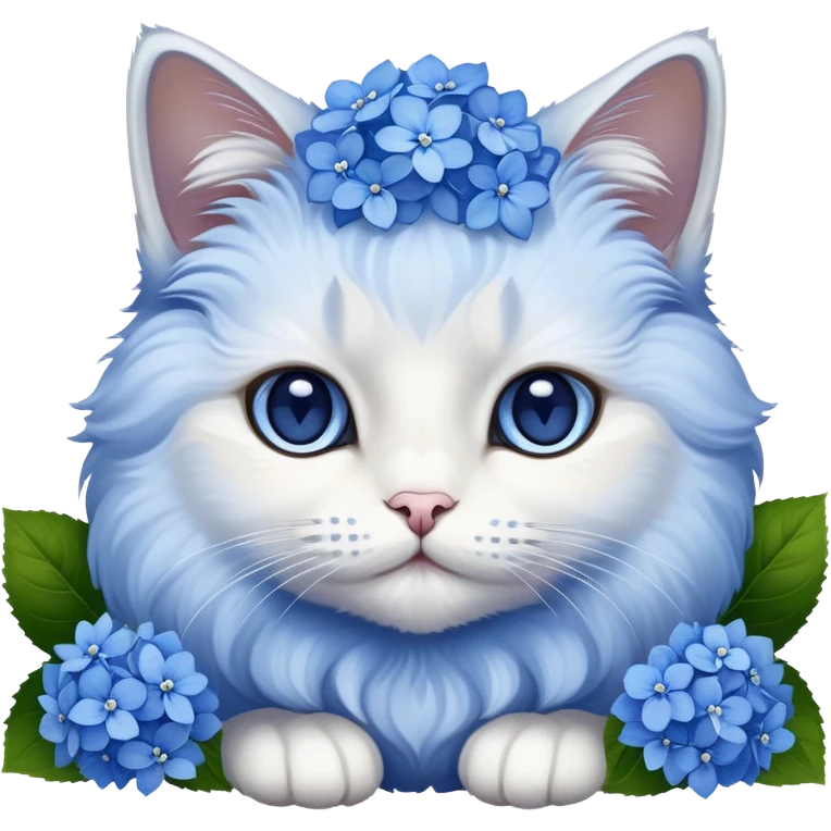 Cat with hydrangeas  emoji