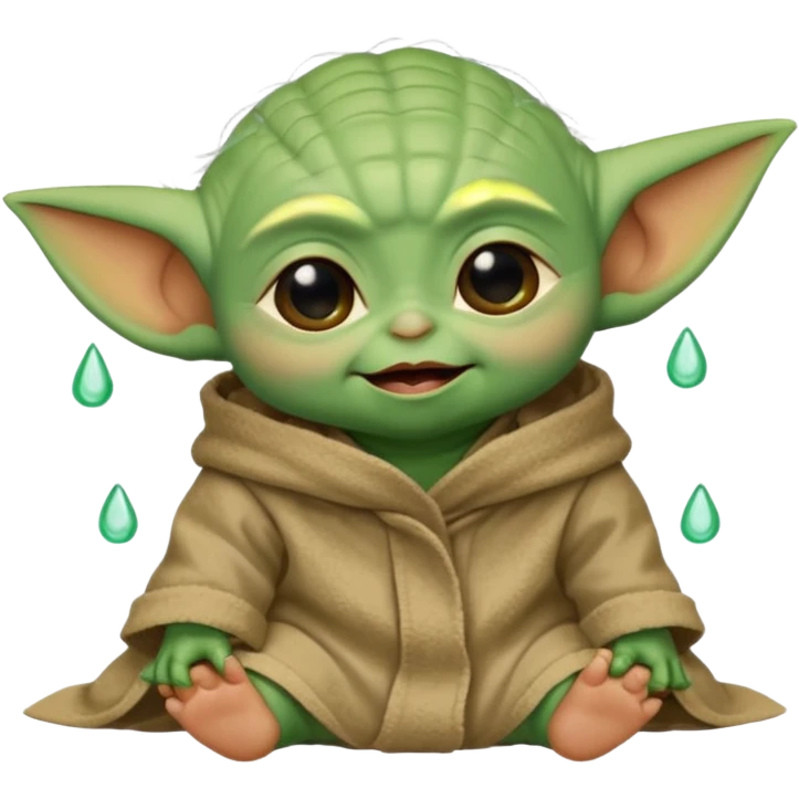 Baby joda felice con le lacrime agli occhi di felicità emoji