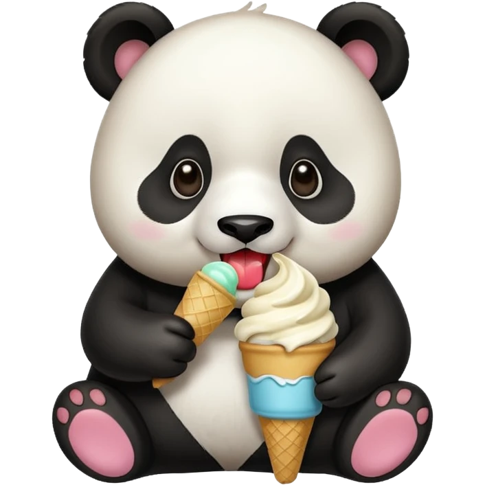 Panda eating ice cream emoji
