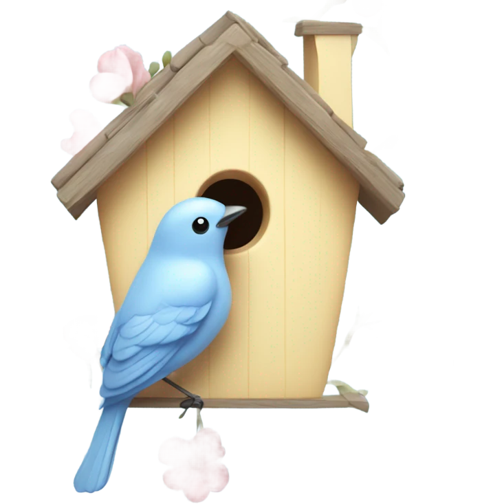 Pastel blue bird house covered in flowers  emoji