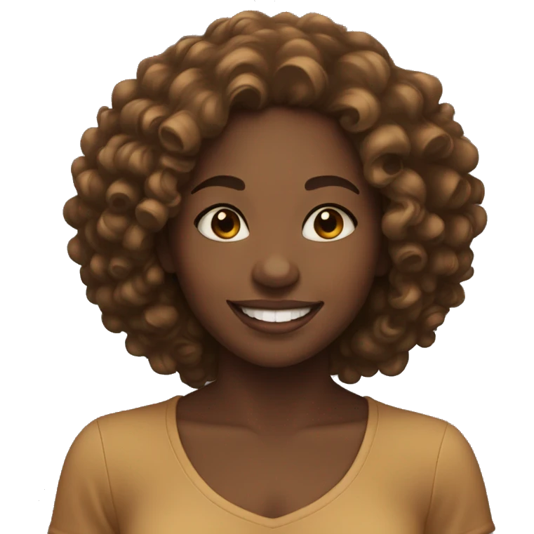 Black girl with caramel skin with curly hair smiling  emoji