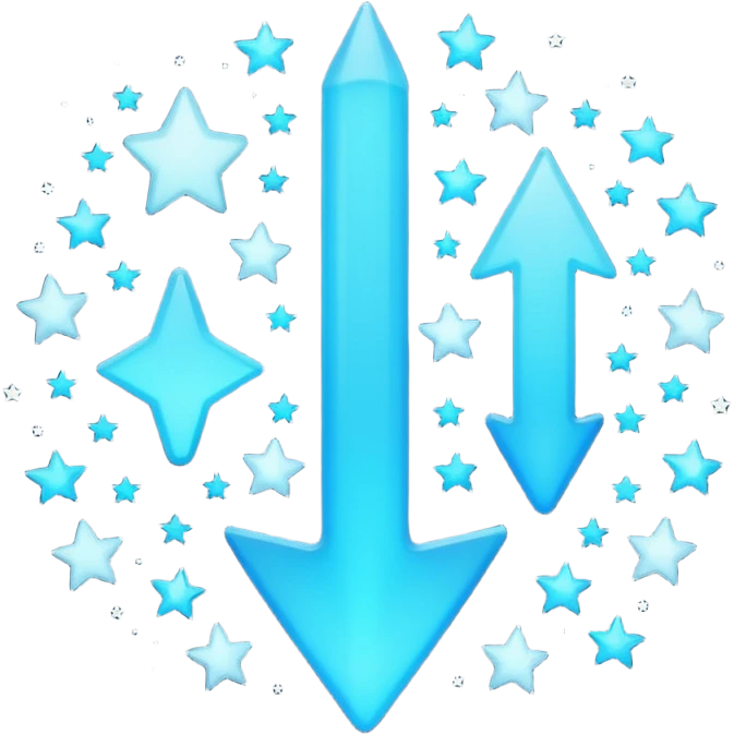 fait moi un émojie discord avec une fleche verre le haut bleu avec la bout un peu separer et des etoile a coté emoji