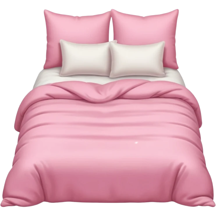 pink cozy bed with soft pillows and a fluffy blanket, neatly made, realistic emoji