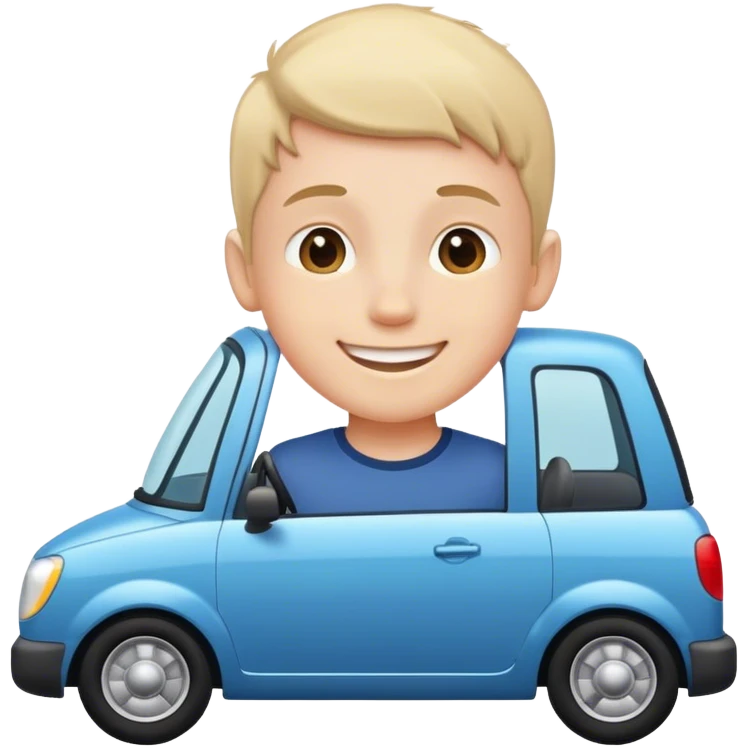 Boy with head out car emoji