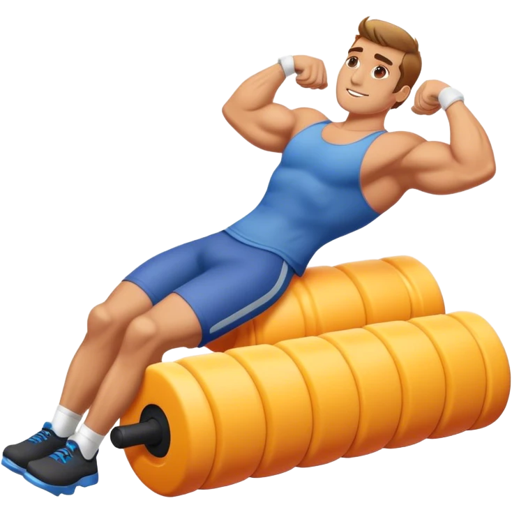 buff guy lying lats down on foam-roller emoji