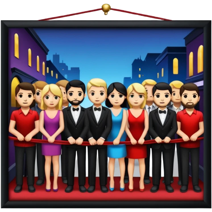 long queue behind the velvet rope, outside a nightclub emoji