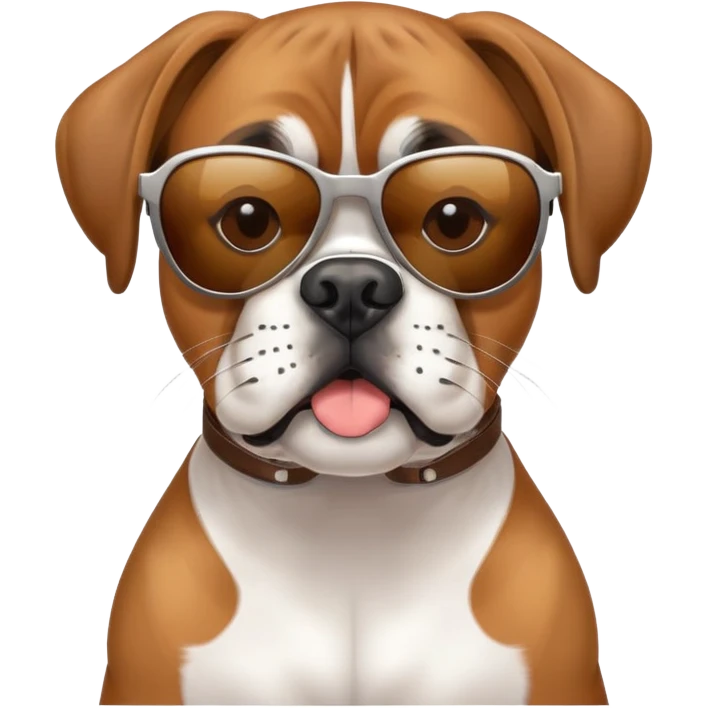Boxer dog wearing sunglasses emoji