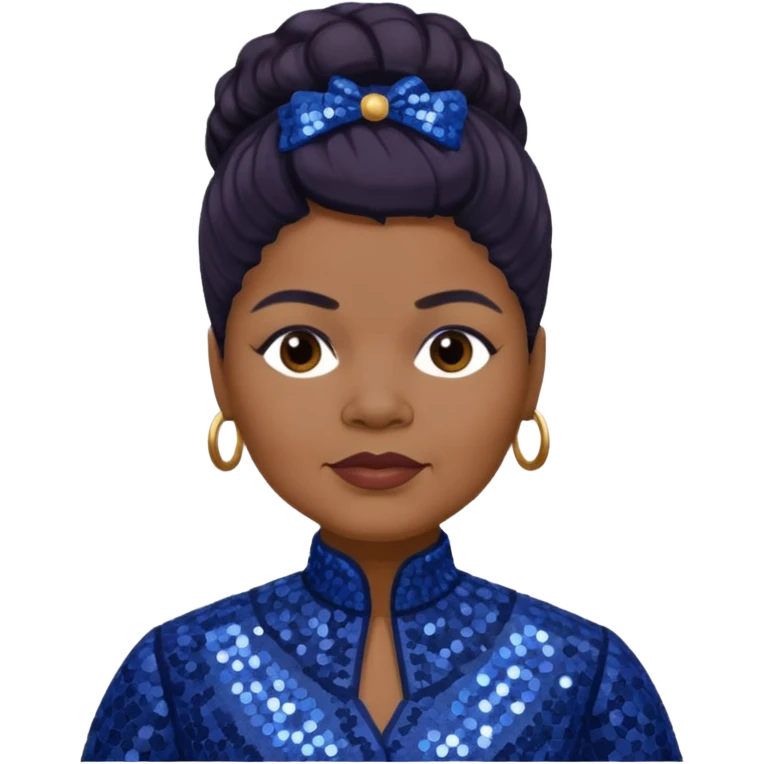 Ida B Wells with dark brown hair, indigo sequin outfit  emoji