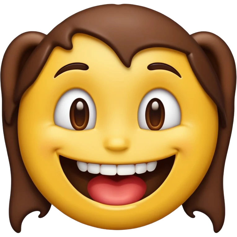 iPhone emoji face smiling with 2 large buckteeth that has chocolate on the teeth emoji