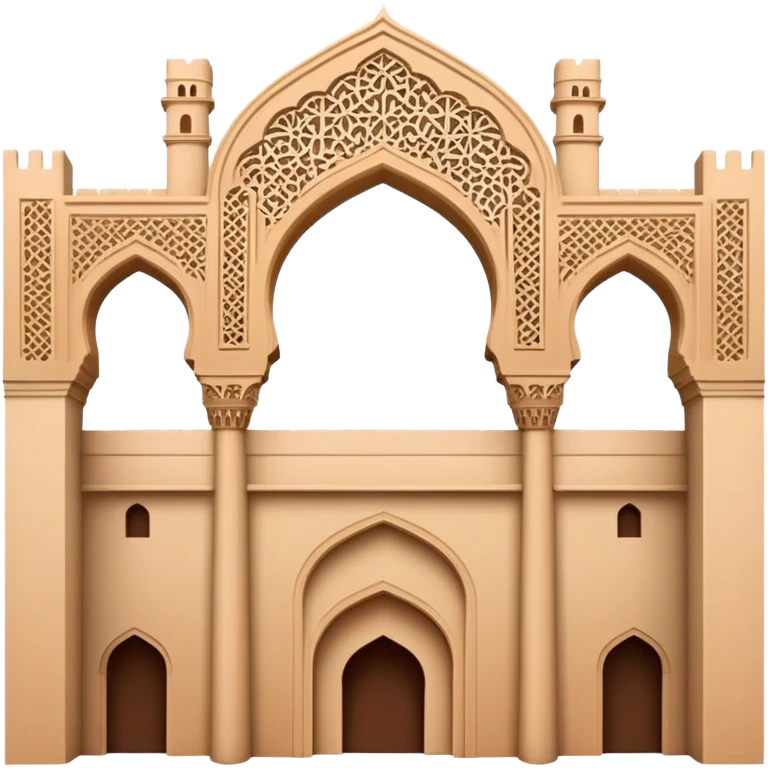 Realistic Alhambra de Granada Landmark Emoji, showcasing the Moorish palace’s intricate arches, geometric patterns, and historic fortress walls. emoji