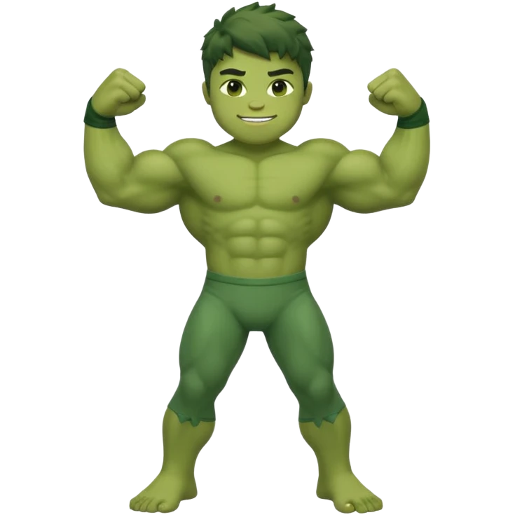 kid hulk flexing arms full body long pants and smiling emoji