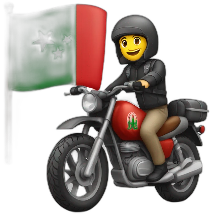 quelqu'un sur une moto avec le drapeau du Maroc derrière emoji