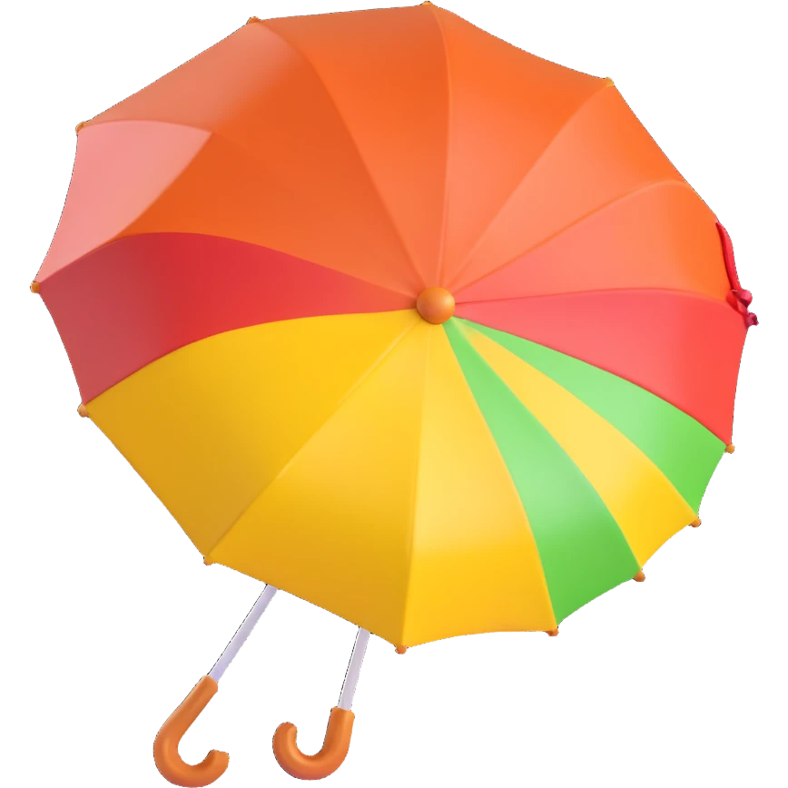 3D emoji style dalgona candy with umbrella shape, inspired by Squid Game emoji