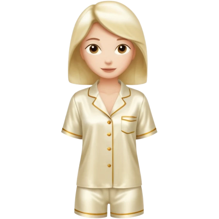 Light cream silk pyjamas set emoji