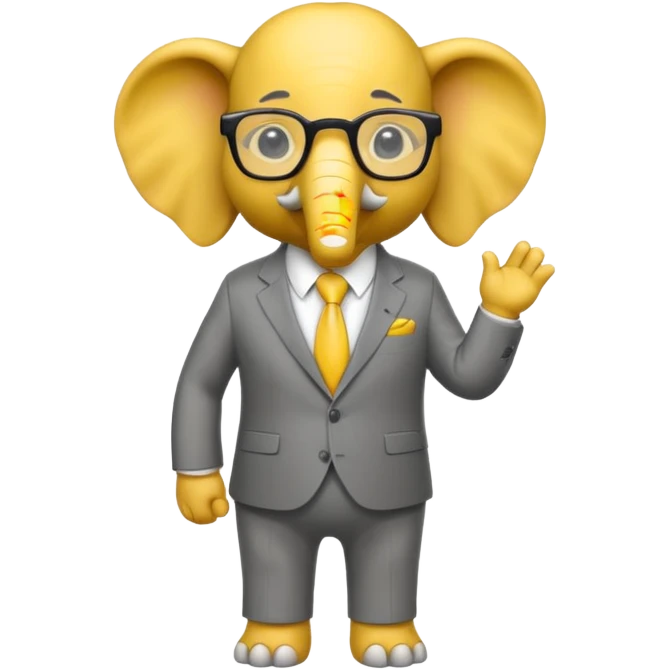 yellow elephant in a suit and glasses emoji