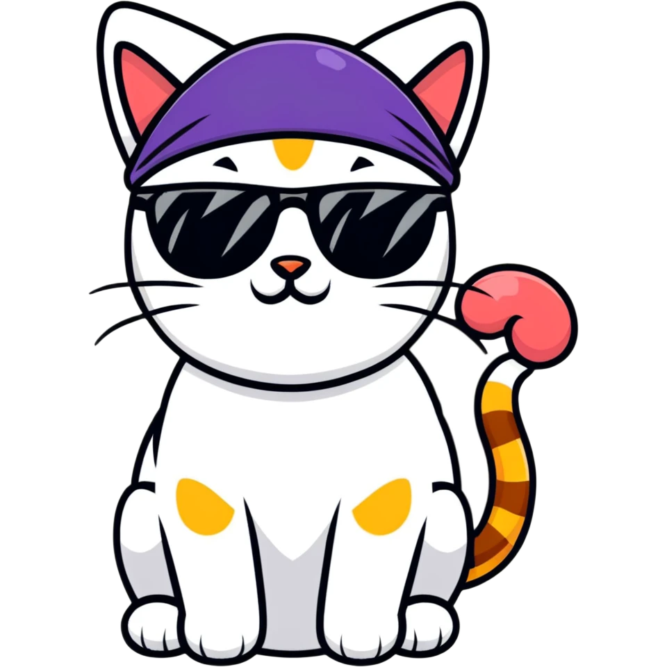 cat wearing sunglasses and a pirate hat emoji