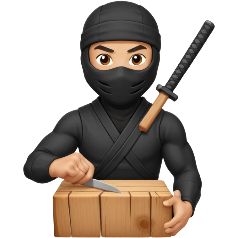 Ninja chopping a block of wood on with his hand emoji